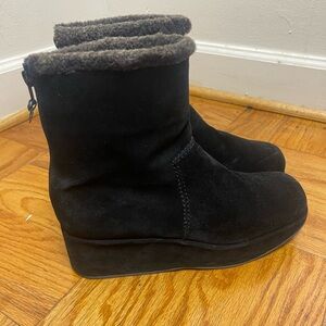 Stuart weitzman black  Suede Wedge Ankle Boots